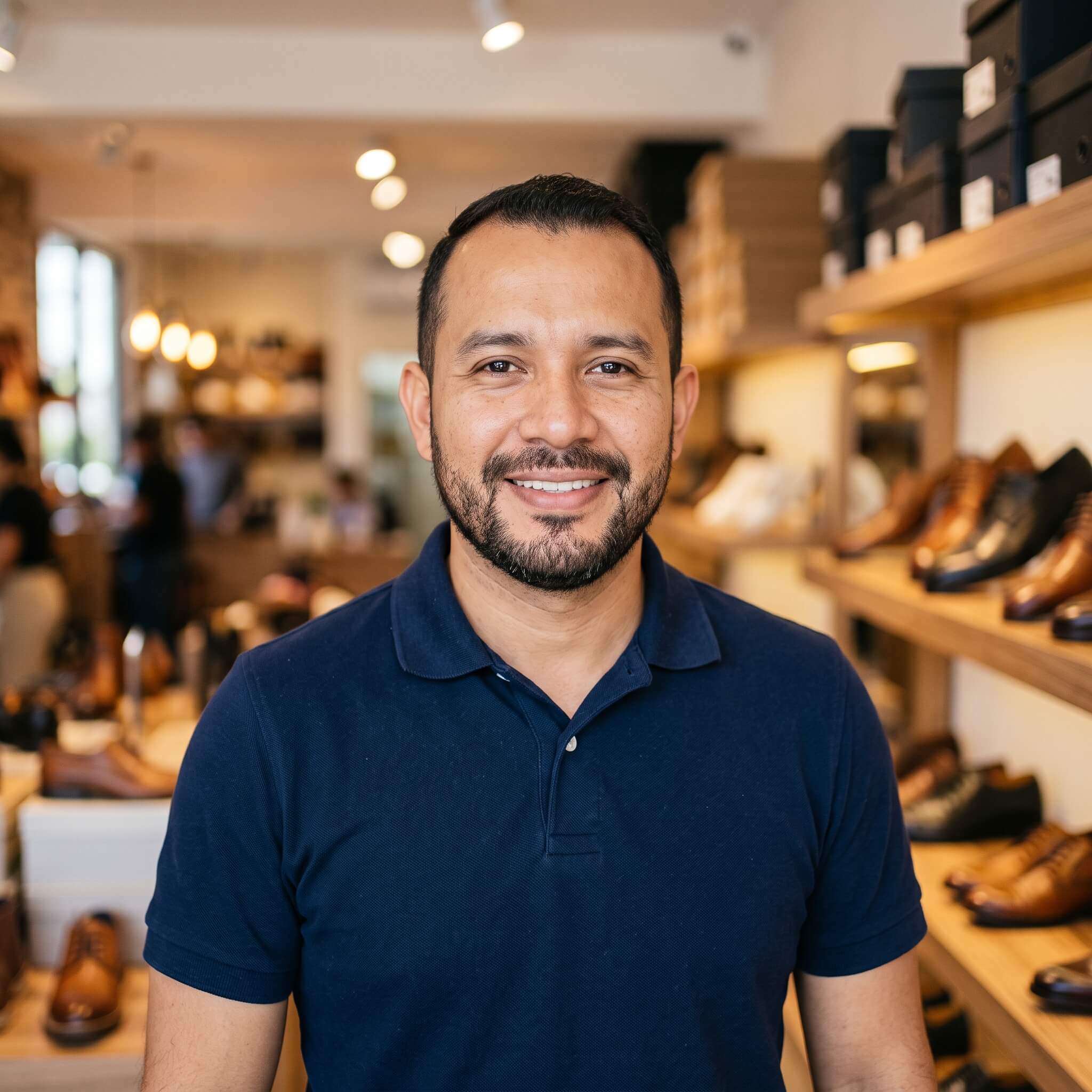 Daniel, dueño de una venta de zapatos