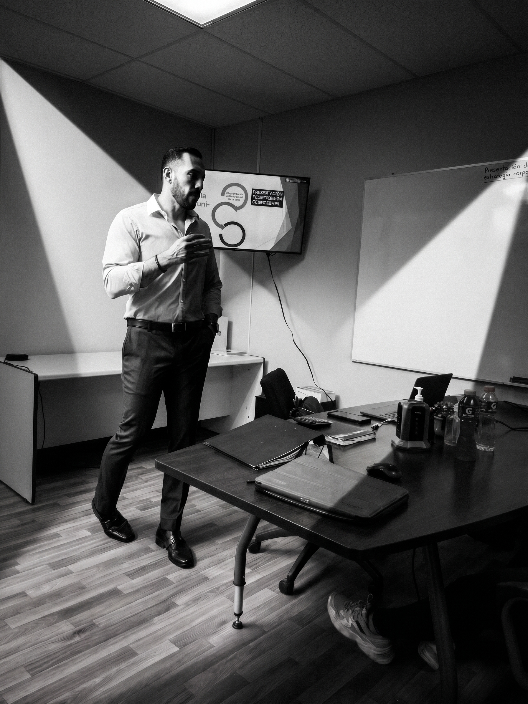 Alejandro dirigiendo una reunión de diagnóstico